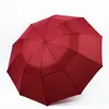 Stora fällbara kvinnor paraplyregn män dubbel lager stort resevattenproof manlig parasol för 3-4 personer 125 cm diameter 220426
