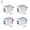 50 sztuk / partia Kolorowe 2A + 1A US Plug Adapter zasilacza AC Home Trave Wall 2 Port Dual USB Ładowarka do iPhone 4 5 6 Plus dla Samsung HTC