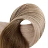 10A Grade Balayage Clip i hårförlängningar Mörk Borwn Fading till Ash Blonde Ombre Clip In Human Hair Extension 120g / 8pcs