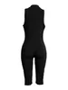 女性タイトジャンプスーツおしゃれな要素ノースリーブプリントステッチジャンプスーツ格子縞のジャンプスーツの女性