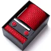 Подарочная коробка на заказ галстуки Hankie Mufflinks Sets Neckwear Paisley Cravats Полосатый галстук для мужских свадебных аксессуаров Y1229