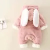 Bébé barboteuses hiver chaud corail polaire né fille vêtements dessin animé lapin manteaux infantile combinaison animaux salopette pyjamas 211229