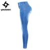 2143 youaxon neu angekommen mit plus Größe verblasste Jeans für Frauen dehlere Push -up -Denim -Skinny Hosenhosen LJ201029