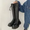 Women Boots Chaussures Black Platform Shoes Over the Knee Womens Boot Leather Shoe Trainers Sports Sneakers Size 35-40 03