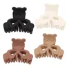 Korea Frosted Bow-tie Bear Claw Plastic Hair Clamps Women Length 6 CM Scrunchies Ponytail Hairpins Female Animal Bath Headdress Hair Clip Jewelry Accessories 4 Color