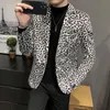 Men's Suits Men's & Blazers 2023 Fashion Boutique Velveteen Leopard Print Casual Blazer Male Slim Dress Stage Suit Jacket