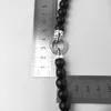 Stand-Halskette mit Pavé-Obsidian-Anhänger, Europa, trendiger europäischer Mode-Geschenkschmuck aus 925er Sterlingsilber für Männer und Frauen 220218