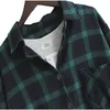 Vogorsean Cotton Women Blouse Shirt Plaid 2020ルーズカジュアル格子模様の長袖大きなサイズトップレディースブラウスレッドグリーンLJ200813