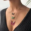 3PCS/Set Cute Crystal Butterfly Pendant Necklace for Women Rock Fashion 3 Colors Animal Rhinestone Party Wedding Jewelry