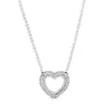 Vinter Ny 100% 925 Sterling Silver Pan Classic Kabelkedja Sparkling Snowflake Collier Moon Stars Heart Necklace Q0531
