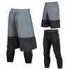 Män Basket Korta Sats Sport Gym Quick-Dry Workout Board Shorts + Strumpbyxor För Man Fotboll Running Fitness Yoga Kort