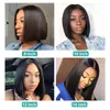 Ishow Highlight Straight Bob 4/27 T Closure Human Hair Wigs 8-14inch Brazilian 13x1 Omber Brown Natural Color Lace Front Wig For Women All Ages