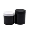 Matte Frosted Lid Black PET Plastic Jar Cream Bottle with White Black Cap Cosmetic Packaging Refillable Containers Candy Pots 250g 200g 150g 120g 100g 80g 50g 30g