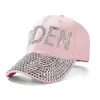 Cappello da baseball Biden con strass di cristallo Cappellino regolabile con visiera in denim Snapbacks Shine Diamond Biden Harris Bandiera USA Copricapo da cowboy E111802