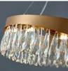 Lustres modernes éclairage-lampe suspendue en or pour îlot de cuisine lustre en cristal de luxe lumières lampe à fil de suspension rectangle