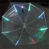 New 8 Rib Light up Blade Runner Style Changing Color LED Umbrella with Flashlight Transparent Handle Straight Umbrella Parasol T200117