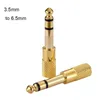 65mm hane till 35mm kvinnlig stereo -ljudadapter Jack Plug Connector Gold Plateda358058965