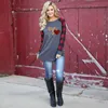 Dames plaid t shirt kerst eland sneeuwman print blouse t-shirt lange mouw patchwork pullover sweatshirt plus size shirts herfst blouses nieuw