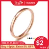 Tigrade Anillo de titanio fino de 2 mm para mujer Oro rosa Negro Azul Pulido Anillos delgados simples para hombre Mujer anel Banda de compromiso de boda 3138662