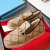 Winter Casual Shoes Women Textured Wool Loafer Fabrics Rubber Midsole Flat Home Shoe Lady Check Tweed Walking Loafer with box size 35-40