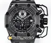 JFF Nouveau processus CNC en acier noir PVD ETA A7750 26165 Chronographe automatique Montre pour homme Cadran texturé noir Chronomètre en caoutchouc Sport Hello_Watch