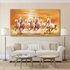 JQHYART Sete Correndo Cavalo Branco Animais Casa Decoração Pinturas em Canvas Pôsteres e Impressões Modern Wall papel de parede para celular para sala de estar Y200102