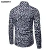 Camisas casuais masculinas 2022 mens moda leopardo impressão camisa de alta qualidade manga comprida festa homem homme