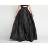 Skirts England Style Ball Gown Maxi Skirt Black High Waist Pleated Long With Train Gothic Ladies Formal Party 2022