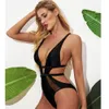 MoMatch seksowne stroje kąpielowe Kobiety kąpielowe Czarna siatka Bodysuit 1PC Bikini Push Up Monokini Beachwear Kobiet pływania T200708