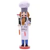 MYBLUE 35cm Europe Vintage Chef Statue Nutcracker Sculpture Figurine Christmas Doll Ornaments Home Room Decoration Accessories Y201020