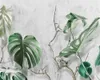 3D-behang met bladeren 3d moderne behang maagdelijke bos groene planten terug bamboe takken 3d wallpaper muur Promotie