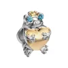 Silver children gift diy birthday cake popcorn dolphin frog bead charm fit pandora european bracelet necklace