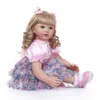 60cm Reborn bébé fille poupée avec de longs cheveux blonds bouclés poupée Brinquedos Collection limitée cadeau d'anniversaire LJ201031