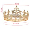 Barock Vintage Royal King Crown for Men Full Round Sliver Big Gold Tiaras och Crowns Prom Party Kostym Hårtillbehör 220301