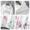 Chinese Style Couple Hooded Men's Autumn Thin Style Loose National Trend Cherry Blossom Pink Crane Casual Hooded Men 220114