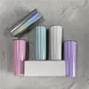 20 oz Süblimasyon Tumbler Ile Saman Paslanmaz Çelik Glitter Şarap Kupalar Gökkuşağı Vakum Tumbler Seyahat için Yalıtımlı Kahve Bira Bardaklar