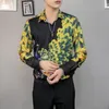 男性のカジュアルシャツ3D孔雀のために印刷された長袖スリムフィットシャツファッション男性ストリートウェアソーシャルパーティーナイトクラブキメイズホム