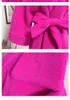 Rose różowy płaszcz wełniany w stylu koreański elegancki elegancki szarfy biuro kaszmirowe wełniany płaszcz dla kobiet swobodna gościa lj201106