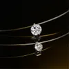 Women Invisible Silver Necklace Pendant Choker Embellished With Crystals From Swarovski Transparent Fishing Line -X143