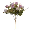 Fake Autumn Rosebud (5 Stems/Bunch) 11.81" Length Simulation Camellia Plastic Gypsophila for Wedding Home Decorative Artificial Flowers