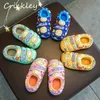 Fashion Cartoon Lion Pattern Kids Slippers Winter Plush Warm Floor Shoes For Children Soft Anti Slip Boys Girls House 220225