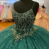 スパークグリッターQuinceaneraドレススパゲッティストラップボールガウンウエディングガウンvestidos de 15AñosカスタムメイドのPageantドレス