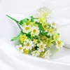 Flores decorativas grinaldas um buquê 7 ramo 28 cabeças fofas de seda margarida de flor artificial casamento para decoração de mesa de sala de casa1