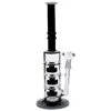 Två funktioner Recycler Hookahs Glas Bongs Inline Percolator Rökning Bongs Tre lager Oljelyxor Vattenrör 32cm 14.4mm led