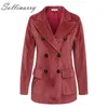 Sollinary Double Breasted Fashion Coats Jackor Kvinnor Höst Vinter Röda Corduroy Jackor Elegant Feminin Ol Slim Outwear Retro T200111