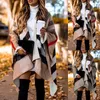 Women's Jackets Batwing Sleeve Autumn Winter Women Fashion Coat Plaid Stripes Poncho Scarf Shawl