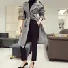 new arrival women fashion comfortable trench coat double-breasted high quality thick warm elegant office lady plaid long trench1