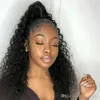 Drawstring Puff Long Kinky Afro Curly Ponytail 100 human African American Hair Extension Ponytail Clip in Hairpiece 160g