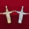 Jesus Cross Pendant Rock Halsband för män Guldfärg Material Koppar Bling Cubic Zircons Charms Hip Hop Smycken