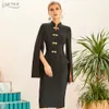 Adyce New Winter Women Black Long Cloak Sleeve Bandage Dress Sexy Midi Celebrity Runway Party Bodycon Club Robes Vestidos 201204